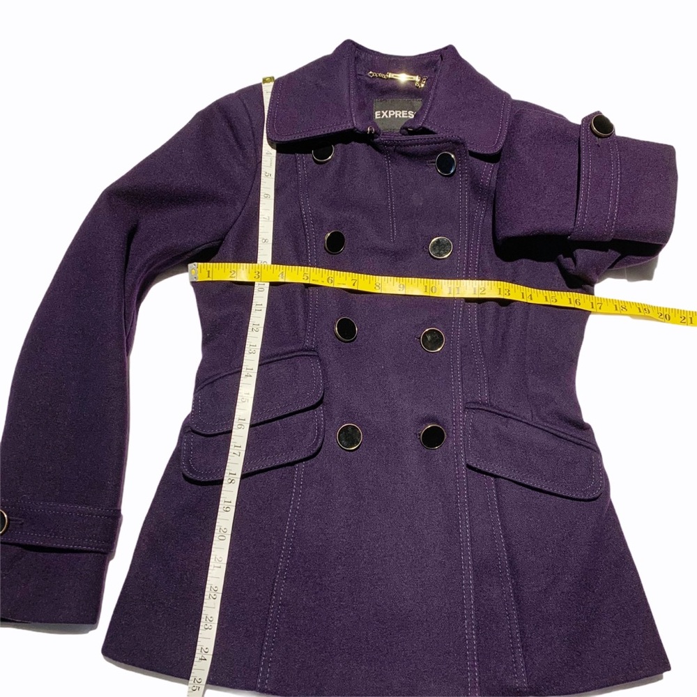 Wool Blend Purple Pea Coat- double breasted - Picture 12 of 14